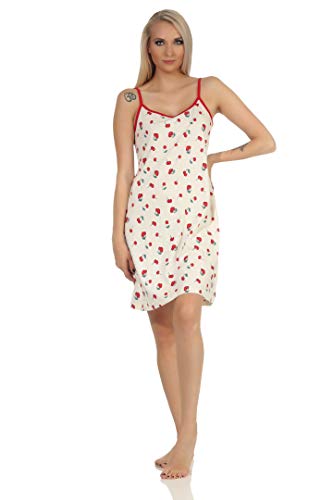 NORMANN-Wäschefabrik Süsses Damen Spaghetti Nachthemd mit Kirschen als Motiv - auch in Übergrössen, Farbe:rot, Größe:60-62 von NORMANN-Wäschefabrik