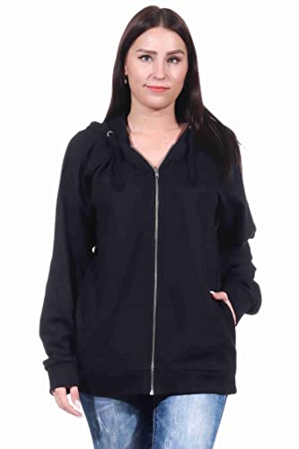 NORMANN-Wäschefabrik Unisex Trainings-Jacke mit Kapuze für Hausanzug, Sportanzug oder Jogginanzug Oberteil, Farbe:schwarz, Größe:L von NORMANN-Wäschefabrik