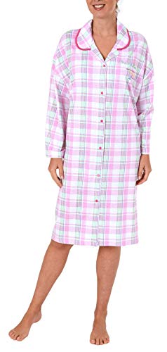 Normann Damen Nachthemd Kurzarm zum durchknöpfen in Übergrößen - 52600, Farbe:rosa, Größe2:56/58 von NORMANN-Wäschefabrik