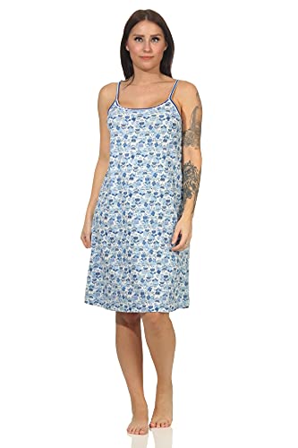 Normann Damen Spaghetti Nachthemd mit Spitzenbesatz - auch in Übergrössen erhältlich, Farbe:hellblau, Größe:56-58 von NORMANN-Wäschefabrik