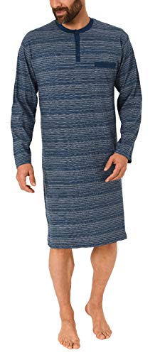 Normann Herren Nachthemd Langarm Streifenoptik - auch in Übergrössen - 291 110 90 773, Farbe:Marine, Größe2:50 von Normann