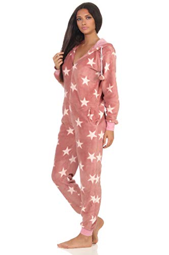 Toller Damen Schlafanzug Einteiler Jumpsuit Overall - Sterneoptik - 291 267 97 961, Farbe:rosa, Größe2:44/46 von NORMANN-Wäschefabrik
