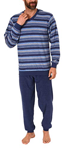 Toller Herren Frottee Pyjama Schlafanzug mit Bündchen - auch in Übergrössen - 291 93 704, Größe2:56, Farbe:blau von Normann