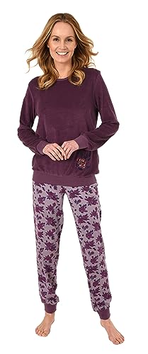 Normann Damen Frottee Langarm Schlafanzug Homewear - auch in Übergrössen, Farbe:Beere, Größe:46 von Normann