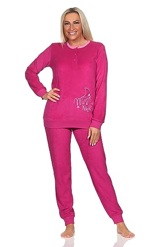 Normann Damen Frottee Langarm Schlafanzug Homewear - auch in Übergrössen, Farbe:pink, Größe:34 von Normann