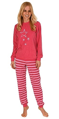 Normann Damen Frottee Langarm Schlafanzug Pyjama - auch in Übergrössen, Farbe:pink, Größe:44 von Normann