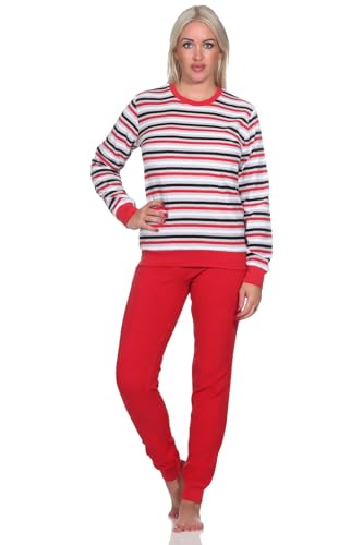 Normann Damen Frottee Schlafanzug Langarm mit Bündchen - auch in Übergrössen, Farbe:rot1, Größe:36-38 von Normann