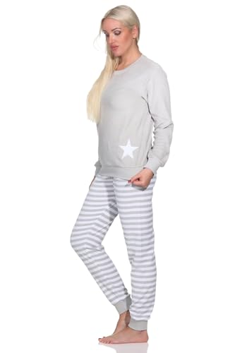 Normann Damen Frottee Schlafanzug mit Bündchen in Sterne Optik - auch in Übergröße, Farbe:grau, Größe:44-46 von Normann