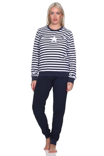 Normann Damen Frottee Schlafanzug mit Bündchen in Sterne Optik - auch in Übergröße, Farbe:navy1, Größe:44-46 von Normann
