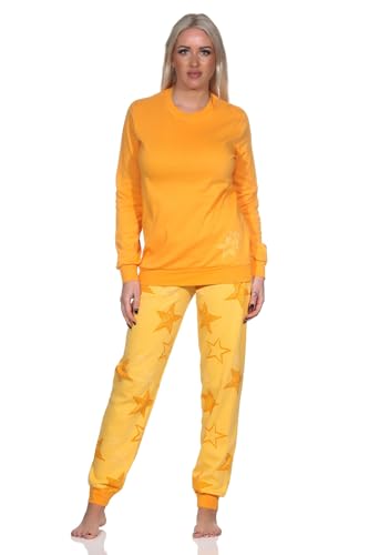 Normann Damen Schlafanzug lang in Kuschel Interlock Qualität in Sterne Optik, Farbe:orange, Größe:44-46 von Normann