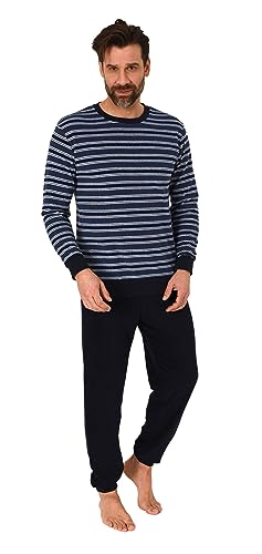 Normann Herren Langarm Frottee Schlafanzug Pyjama mit Bündchen - auch in Übergrößen, Farbe:dunkelblau, Größe:48 von Normann