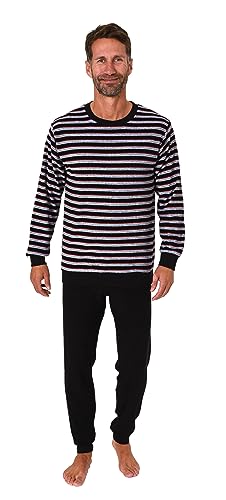 Normann Herren Langarm Frottee Schlafanzug Pyjama mit Bündchen - auch in Übergrößen, Farbe:schwarz, Größe:60 von Normann