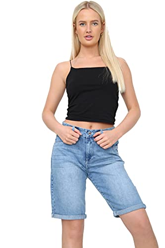 NOROZE Damen Denim Shorts Blaum Capri Jeans Kurze Hose (Mittelblau E427, 46) von NOROZE