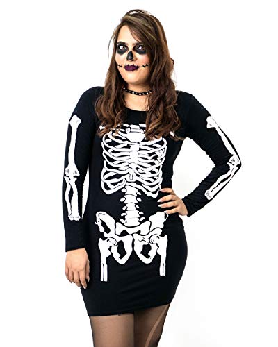 NOROZE Damen Halloween Skelettkleid Körper Con Blut Schädel Knochen Neuheit Kostüm Party Mutter Tochter Tunika-Oberteil (48/50, Skelett) von NOROZE