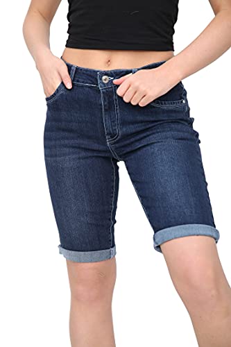NOROZE Damen Jeansshorts – Knielange Stretch-Jeans für Damen mit Taschen – Sommer-Bermudashorts mit Umschlagbund – Leicht & Bequeme Passform – Größen 34 bis 48 von NOROZE