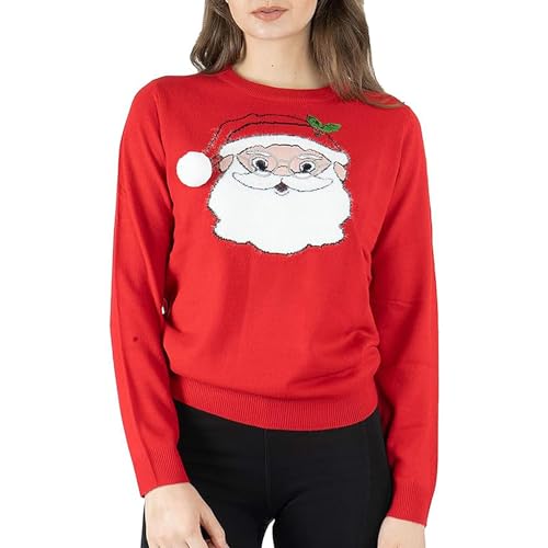 NOROZE Damen Weihnachten Pullover Frohe Weihnachten Geschenke Frauen Elf Pulli Gestrickter Pullover (38, Santa Rot) von NOROZE