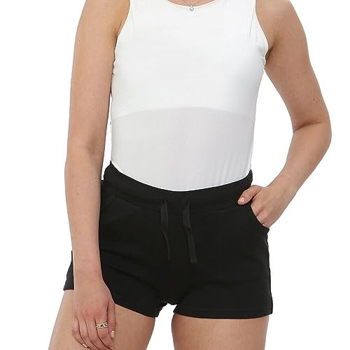 NOROZE Damen lässig Sommer Urlaub Baumwolle Shorts Kurze Hose (Schwarz, 44) von NOROZE