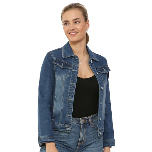 NOROZE Damen verwaschenes Denim Jacke (Blau DG8262, 42) von NOROZE