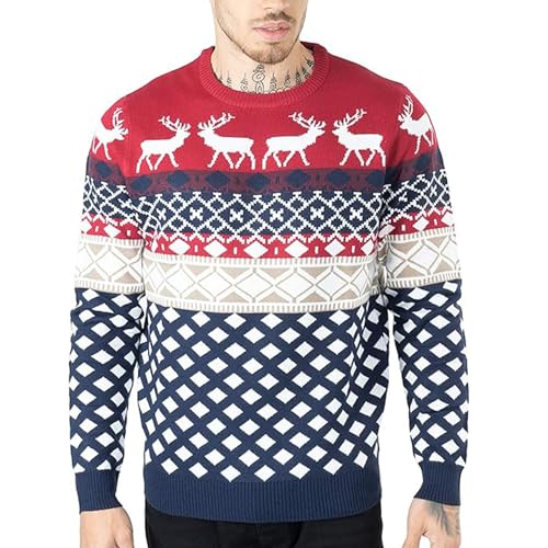 NOROZE Herren Damen Unisex Neuheit Weihnachten Pullover Strickpullover M Rot von NOROZE