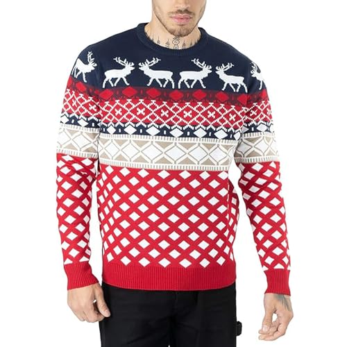 NOROZE Herren Damen Unisex Neuheit Weihnachten Pullover Strickpullover M Marine von NOROZE