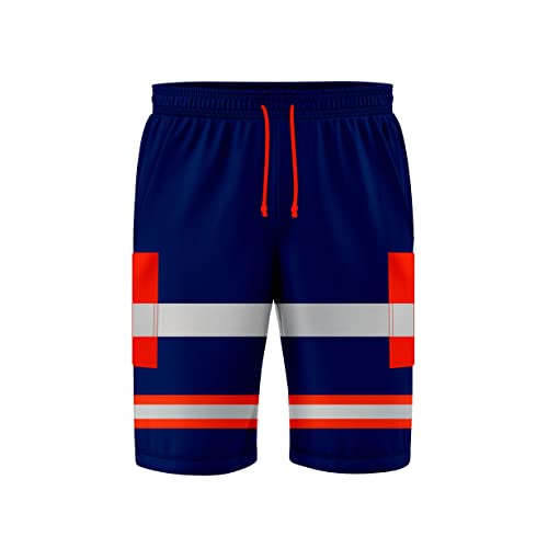 NOROZE Herren Hi-Vis Arbeitsshorts – Reflektierende Warnschutz-Cargo-Shorts mit Mehreren Taschen – 3/4 Joggingstil-Utility-Hose für BAU, Sicherheit, Lager, Baustelle & Außeneinsatz von NOROZE
