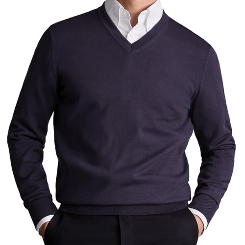 NOROZE Herren Pullover Jumper Falscher Kragen Lange Ärmel Strickpullover Gestrickt Pullover Pulli Sweatshirt (4XL, Marine) von NOROZE