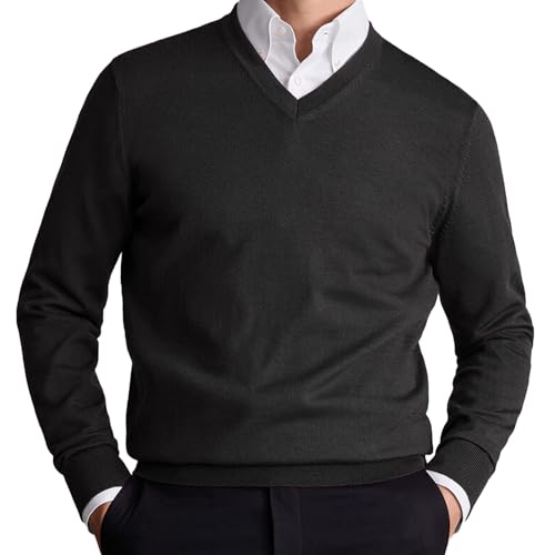 NOROZE Herren Pullover Jumper Falscher Kragen Lange Ärmel Strickpullover Gestrickt Pullover Pulli Sweatshirt (4XL, Schwarz) von NOROZE