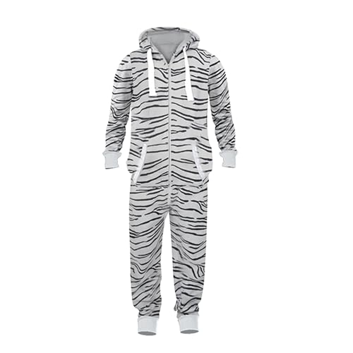 NOROZE Herren Tarnung Onesie Mode Stilvoll Alle in Einem Overall Strampelanzug EIN Stück Pyjamas Jumpsuit Combinaison (XL, Zebra Heather Anthrazit) von NOROZE