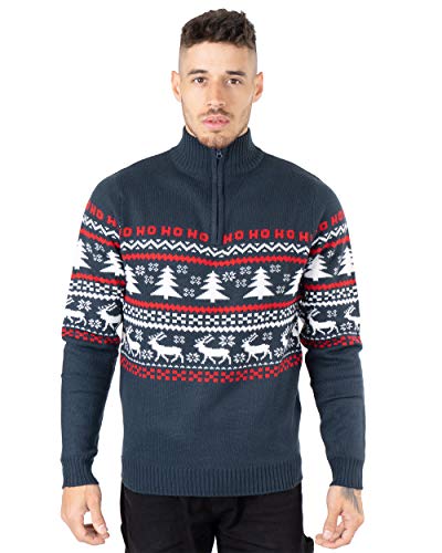 NOROZE Herren Weihnachten Pullover Neuheit Faire Insel Jumper Grobstrick Pulli für Frauen Unisex (XXL, Marine) von NOROZE