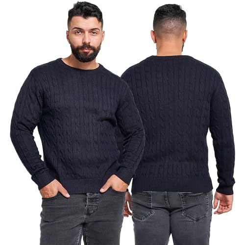 NOROZE Herrenpullover Leichter Zopfmuster Pullover Rundhals Warm Langarm Winteroberteile Gestrickte Pullover Strickwaren Freizeit Slim Fit Sweatshirts für Männer von NOROZE