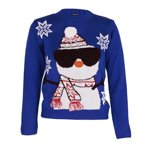 NOROZE Jungen Mädchen Unisex Weihnachten 3D Pullover Kinder Xmas Sankt Schneemann Rentier Pinguin Pullover Pulli (Snowman Blau, 13Jahre) von NOROZE