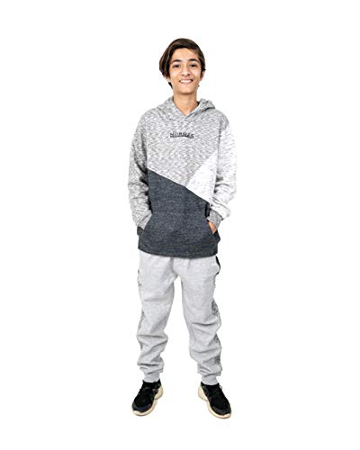 NOROZE Kinder Mädchen Jungen Trainingsanzug Kontrastfeld Kapuzenpullover und Hose Jogginganzug Sports Voll Kleidungsset Sportkleidung (11-12 Jahre, Schwarz Grau) von NOROZE
