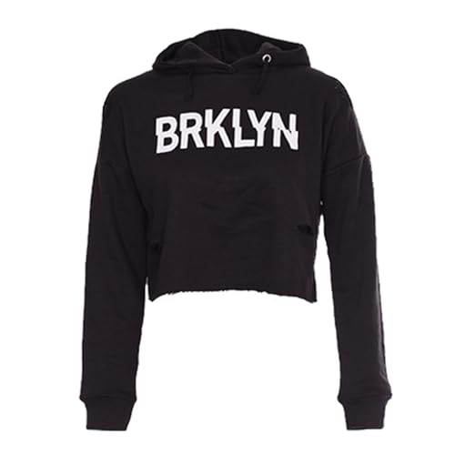 NOROZE Mädchen Brklyn Zerrissene Bauchfreies Kapuzenpullover Top (Schwarz, 9-10 Jahre) von NOROZE