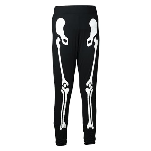 NOROZE Mädchen Halloween Leggings Gruslig Kostüm Skelett Knochen Gamaschenhosen Leggings Hosen (7-8 Jahre, Skelettbeine) von NOROZE