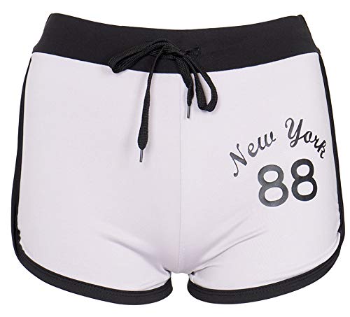 NOROZE Mädchen New York Drucken Kordelzug Hosen Heißkanal Shorts Kurze Hose (9-10 Jahre, Silber Grau/Schwarz) von NOROZE