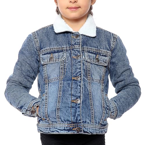 NOROZE Mädchen Sherpa gefütterte Jeansjacke Kinder Jeans-Mantel Trucker Denimjacke (11-12 Jahre, Denim Blau) von NOROZE
