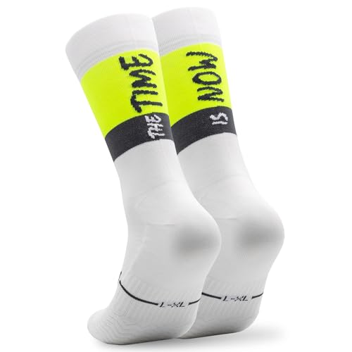 NORTEI Fahrradsocken, Lange Radsocken, MTB, Triathlon, Laufen, Atmungsfähig, Gepolstert, Sportsocken für Radfahren für Herren und Frauen (DE/NL/SE/PL, Alphanumerisch, L, XL, Regular, Regular, Weiß) von NORTEI