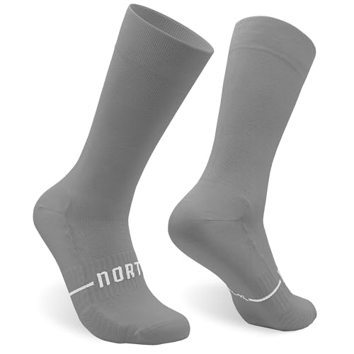NORTEI Fahrradsocken, Lange Radsocken, MTB, Triathlon, Laufen, Atmungsfähig, Gepolstert, Sportsocken für Radfahren für Herren und Frauen (DE/NL/SE/PL, Alphanumerisch, L, XL, Regular, Regular, Grau) NORTEI Fahrradsocken, Lange Radsocken, MTB, Triathlon, Laufen, Atmungsfähig, Gepolstert, Sportsocken für Radfahren für Herren und Frauen (DE/NL/SE/PL, Alphanumerisch, L, XL, Regular, Regular, Grau) von NORTEI