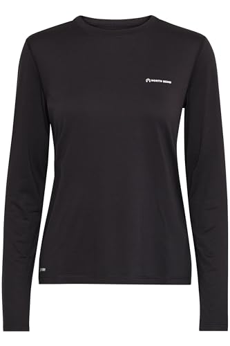 NORTH BEND NBAdri Damen Langarmshirt Trainingsshirt Longsleeve mit Quickdry-Technologie Reflektoren atmungsaktiv Flatlock-Nähte, Größe:38, Farbe:Black (1001) von NORTH BEND