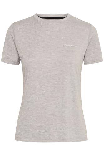NORTH BEND NBAdriana Damen T-Shirt Sportshirt Kurzarmshirt Quickdry-Technologie atmungsaktiv Reflektoren Flatlock-Nähte, Größe:46, Farbe:Light Grey Melange (1005) von NORTH BEND