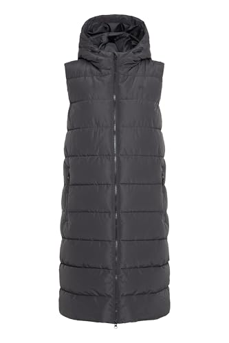 NORTH BEND NBAmara Damen Weste Steppweste Outdoor-Weste mit Kapuze atmungsaktiv winddicht Wasserdicht 8.000 mm Wassersäule Reißverschlusstaschen, Größe:36, Farbe:Phantom (1016) von NORTH BEND