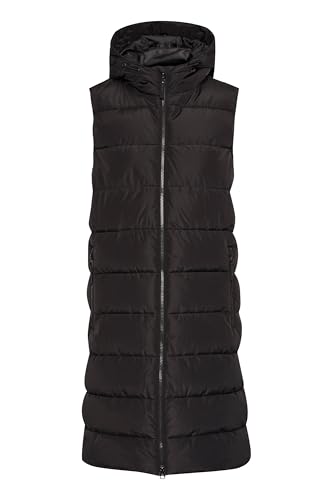 NORTH BEND NBAmara Damen Weste Steppweste Outdoor-Weste mit Kapuze atmungsaktiv winddicht Wasserdicht 8.000 mm Wassersäule Reißverschlusstaschen, Größe:38, Farbe:Black (1001) von NORTH BEND