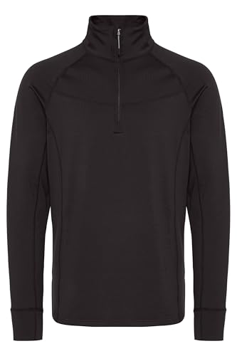 NORTH BEND NBBennet Herren Langarmshirt Longsleeve Funktionsshirt für Ski Wintersport Freizeitsport atmungsaktiv mit Flatlock-Nähte Stehkragen, Größe:S, Farbe:Black (1001) von NORTH BEND