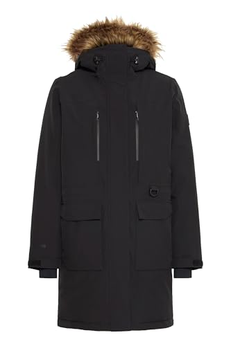 NORTH BEND NBBree Damen Parka Winterjacke Mantel Jacke winddicht wärmend wasserdicht atmungsaktiv Kinnschutz verstellbarer Saum Kapuze Reißverschlusstaschen, Größe:46, Farbe:Black (1001) von NORTH BEND