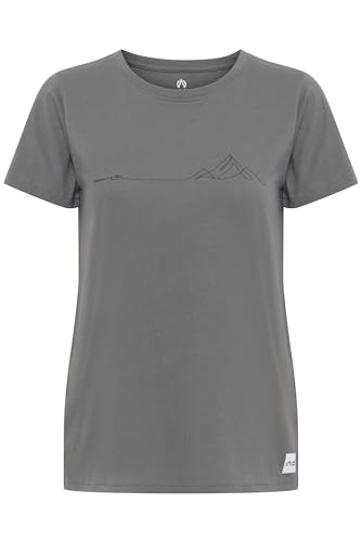NORTH BEND NBCarla Damen T-Shirt atmungsaktiv komfortabel mit Rundhalsausschnitt und Print, Größe:36, Farbe:Lava Smoke (1167) von NORTH BEND