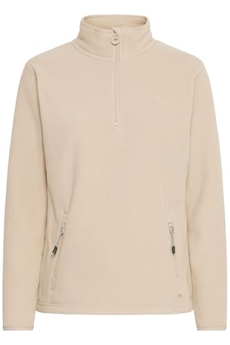 NORTH BEND NBConni Fleecepullover atmungsaktiv modischer Troyer-Pullover mit Stehkragen, Größe:38, Farbe:Simply Taupe (1136) von NORTH BEND