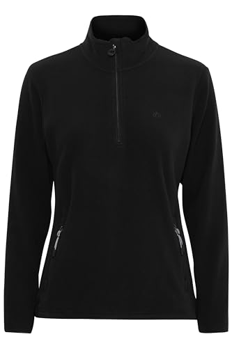 NORTH BEND NBConni Fleecepullover atmungsaktiv modischer Troyer-Pullover mit Stehkragen, Größe:42, Farbe:Black (1001) von NORTH BEND