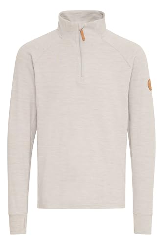 NORTH BEND NBKaba Herren Langarmshirt Longsleeve Outdoor-Shirt atmungsaktiv temperaturregulierend mit Kinnschutz Daumenschlaufen Troyerkragen, Größe:M, Farbe:Light Grey Melange (1005) von NORTH BEND