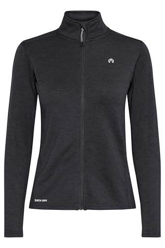NORTH BEND NBKaja Damen Zip-Jacke Zipper Outdoor-Jacke atmungsaktiv mit durchgehenden Reißverschluss Quickdry-Technologie Flatlock-Nähte, Größe:44, Farbe:Black Melange (1111) von NORTH BEND