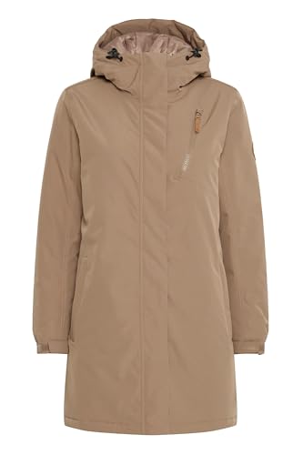 NORTH BEND NBKea Damen Parka Jacke Funktionsjacke wasserdicht atmungsaktiv Kapuze Reißverschlusstaschen Klettband Wassersäule 10.000 mm W-PRO Wetterschutzsystem, Größe:36, Farbe:Pine Bark (1137) von NORTH BEND
